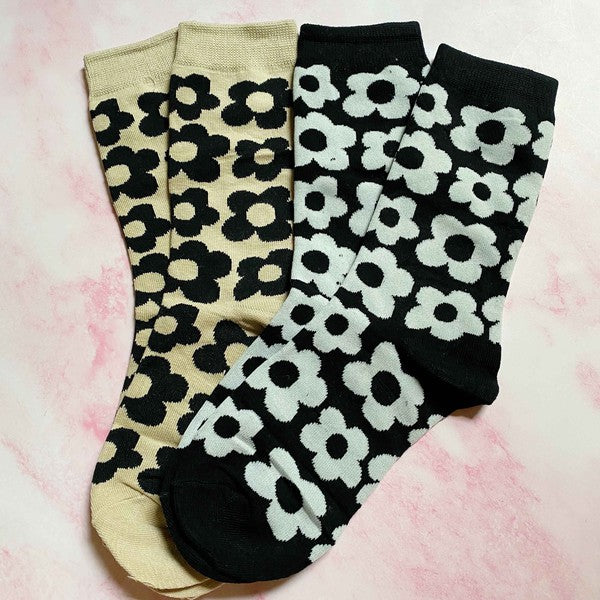 Modern Daisy Socks Set Of 2 Pairs - Crazy Like a Daisy Boutique