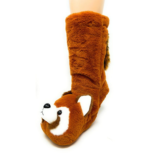 Red Panda - Women's Plush Animal Slipper Socks - Crazy Like a Daisy Boutique #