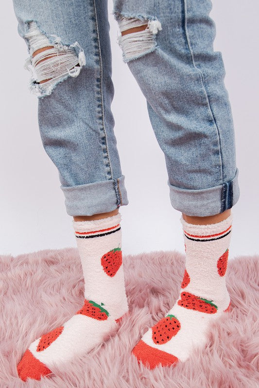 Berry - Women's fuzzy crew socks - Crazy Like a Daisy Boutique #