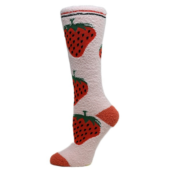 Berry - Women's fuzzy crew socks - Crazy Like a Daisy Boutique #