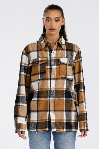 Boyfriend Oversized Soft Flannel Shacket - Crazy Like a Daisy Boutique #