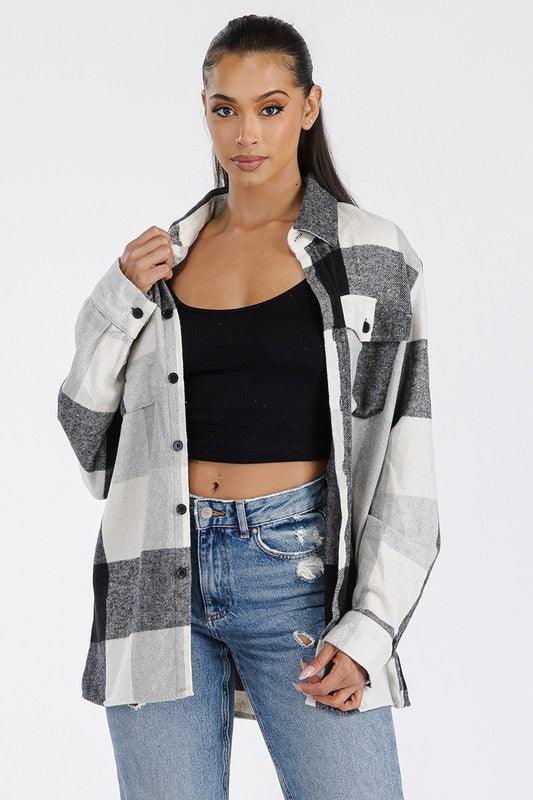 Boyfriend Oversized Soft Flannel Shacket - Crazy Like a Daisy Boutique #