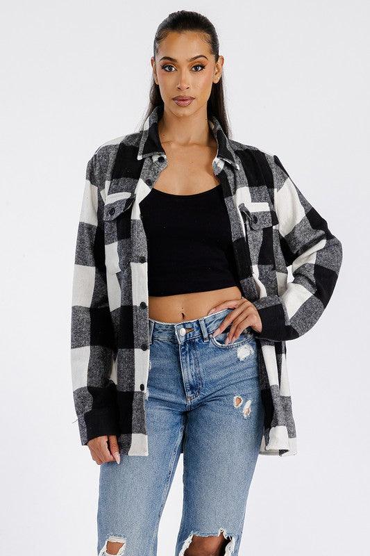 Boyfriend Oversized Soft Flannel Shacket - Crazy Like a Daisy Boutique