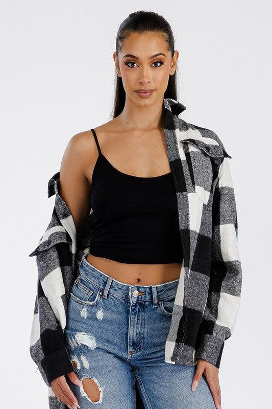 Boyfriend Oversized Soft Flannel Shacket - Crazy Like a Daisy Boutique