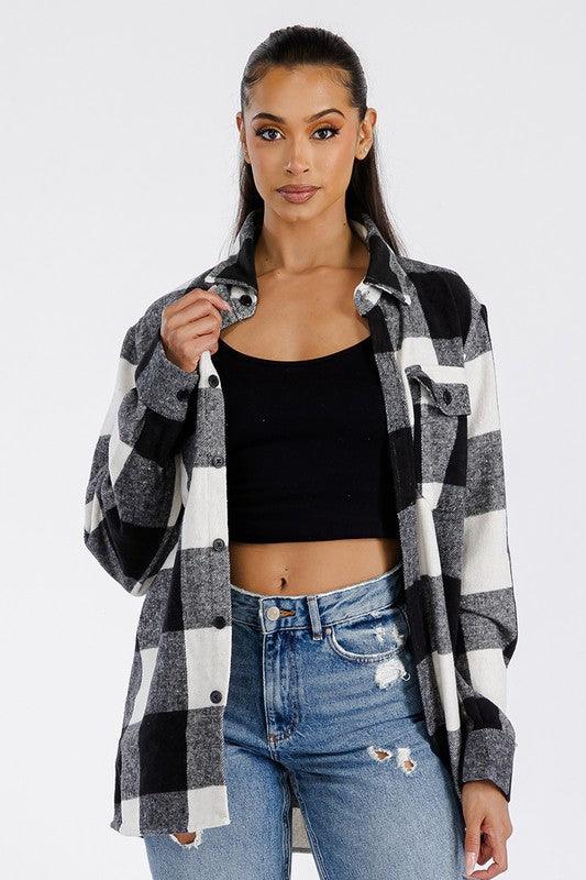 Boyfriend Oversized Soft Flannel Shacket - Crazy Like a Daisy Boutique #