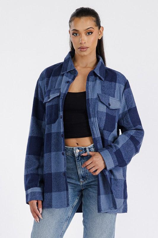 Boyfriend Oversized Soft Flannel Shacket - Crazy Like a Daisy Boutique #