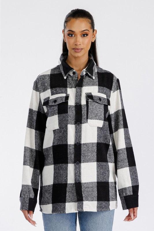 Boyfriend Oversized Soft Flannel Shacket - Crazy Like a Daisy Boutique #