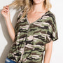 CAMO V NECK BUTTON DOWN TOP - Crazy Like a Daisy Boutique #