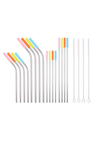 Reusable Metal Straw 20 Pcs Set & Silicone Tip - Crazy Like a Daisy Boutique #