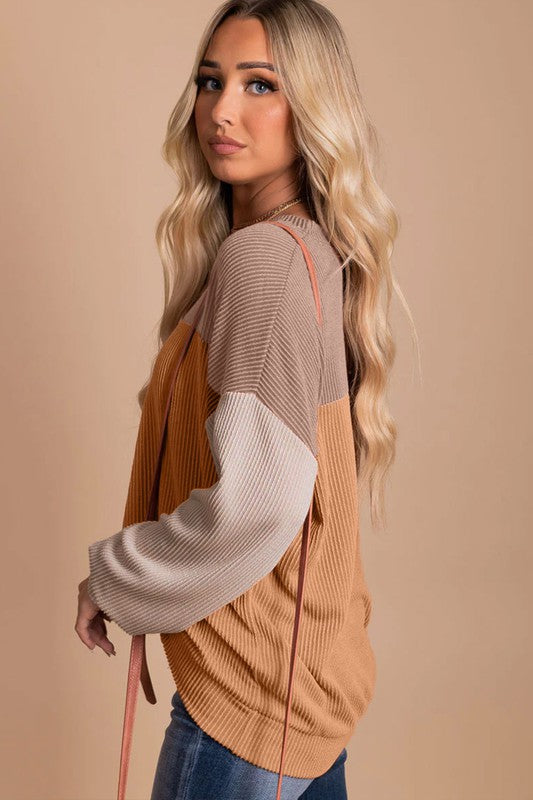 Ribbed color block tunic top - Crazy Like a Daisy Boutique #