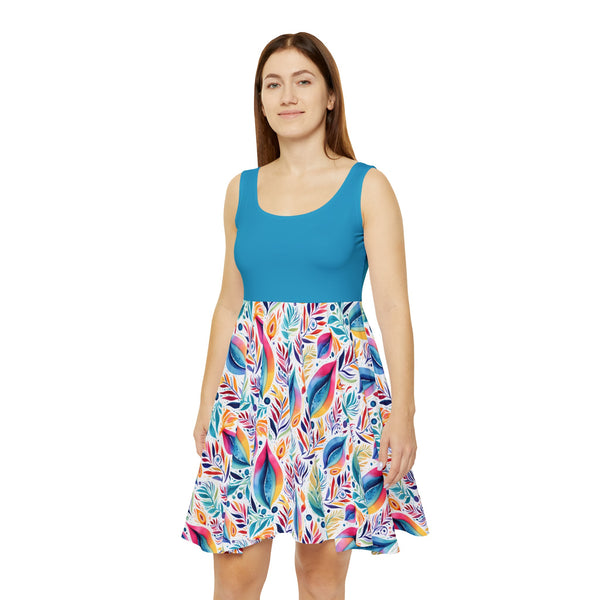 Watercolor Leaf Skater Dress