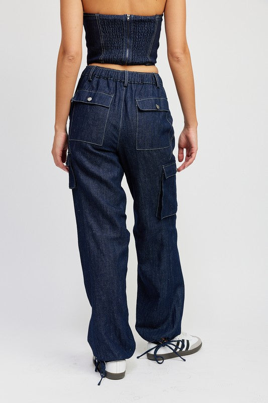 CONTRAST STITCHING DENIM PANTS - Crazy Like a Daisy Boutique #