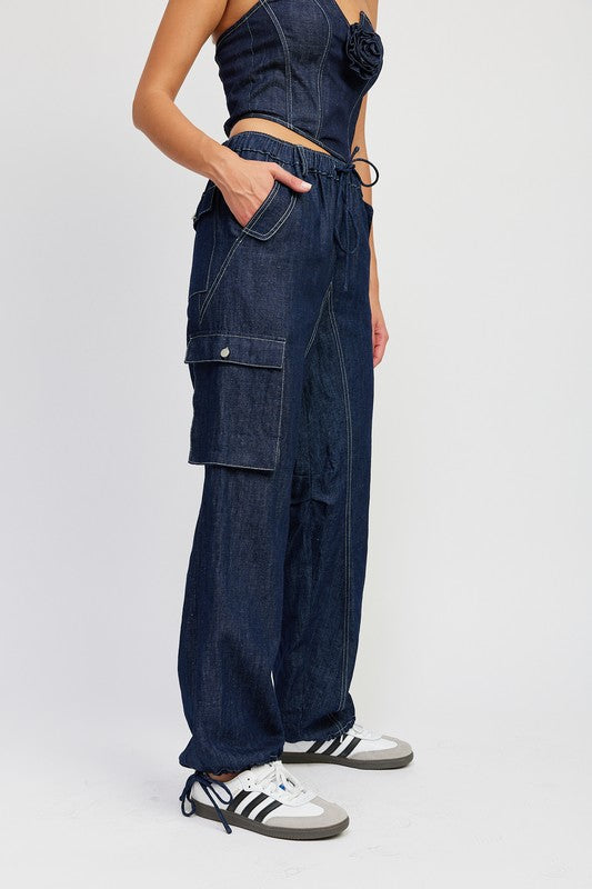 CONTRAST STITCHING DENIM PANTS - Crazy Like a Daisy Boutique #