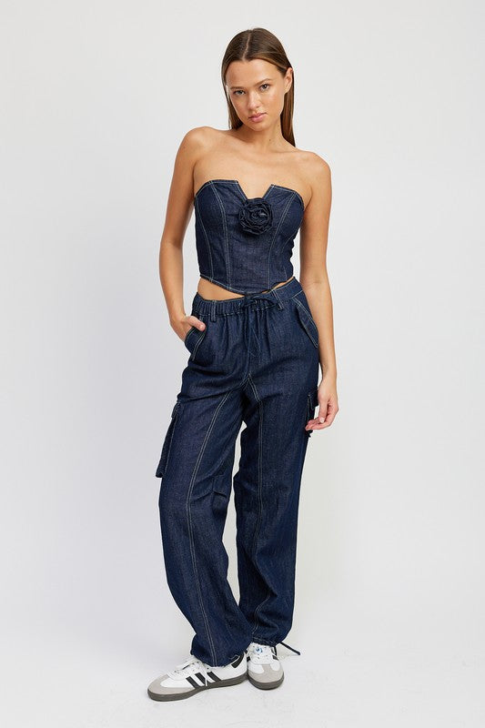 CONTRAST STITCHING DENIM PANTS - Crazy Like a Daisy Boutique #