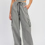 STRIPED CARGO PANTS WITH WAIST DRAWSTRING