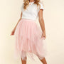 PLUS ASYMMETRIC TIERED TULLE MIDISKIRT WITH LINING