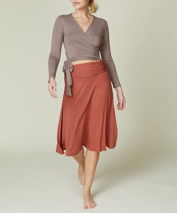 BAMBOO FLARED MID LENGTH SKIRT