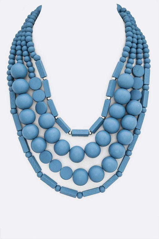 Wooden Beads Layer Statement Necklace