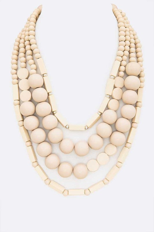 Wooden Beads Layer Statement Necklace