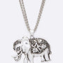 Engraved Elephant Pendant Long Necklace