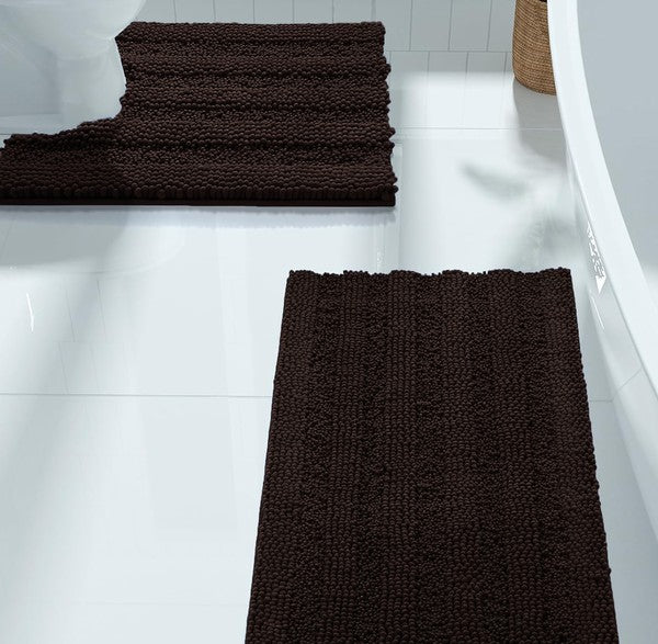 2PC Coffee Soft Cozy Plush Chenille Bath Mat Set - Crazy Like a Daisy Boutique #