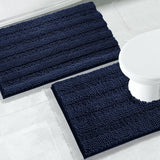 2PC Navy Soft Cozy Plush Chenille Bath Mat Set - Crazy Like a Daisy Boutique #