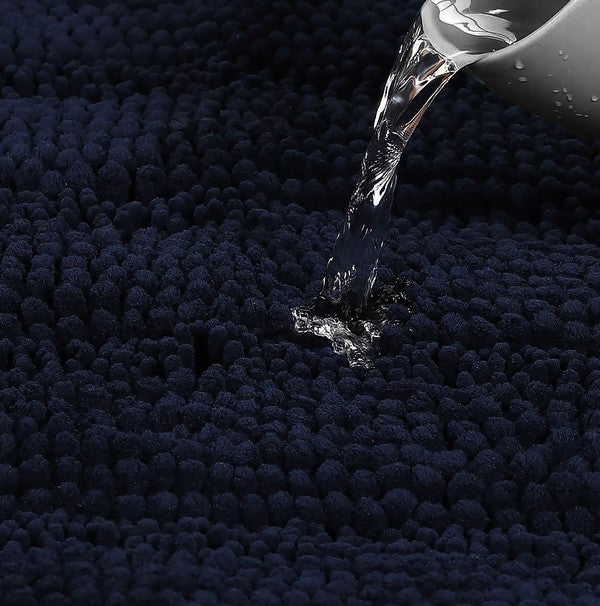 2PC Navy Soft Cozy Plush Chenille Bath Mat Set - Crazy Like a Daisy Boutique #