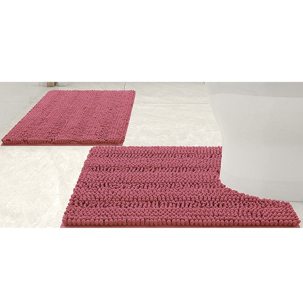 2PC Rose Soft Cozy Plush Chenille Bath Mat Set - Crazy Like a Daisy Boutique #