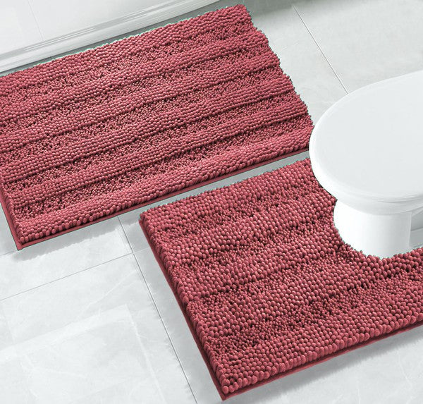 2PC Rose Soft Cozy Plush Chenille Bath Mat Set - Crazy Like a Daisy Boutique #