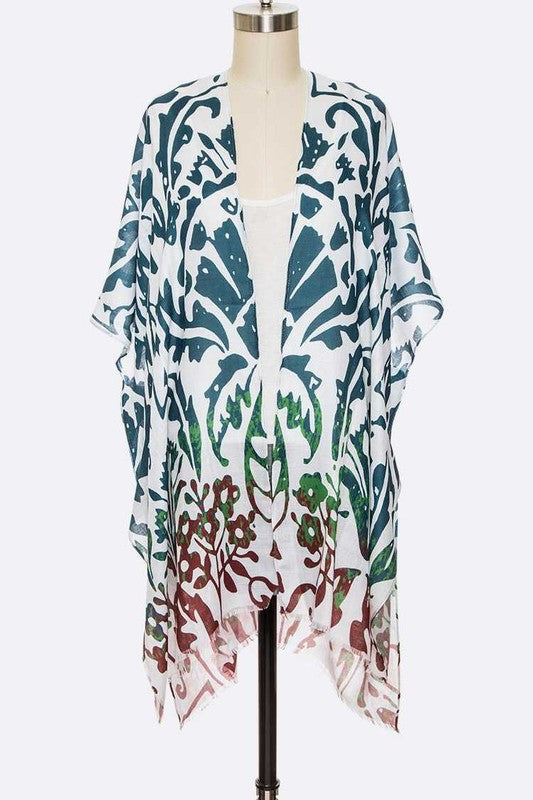 Tribal Printed Raw Edge Kimono Cardigan - Crazy Like a Daisy Boutique #