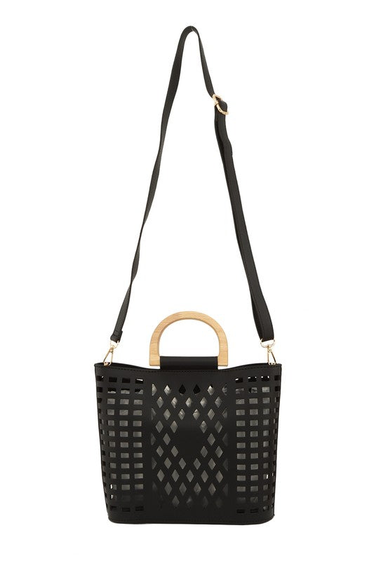 Square Net Shape Pu Leather Bag