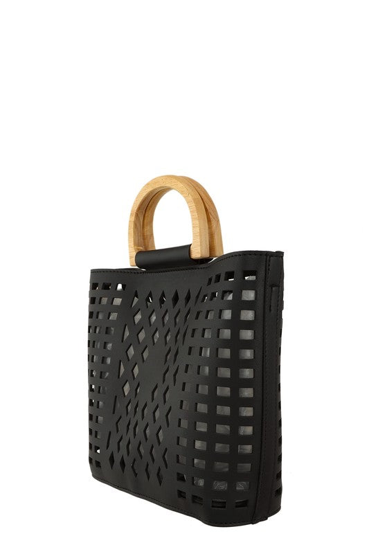 Square Net Shape Pu Leather Bag