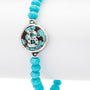 Initial B Turquoise Charm Stretch Bracelet