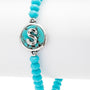 Initial S Turquoise Charm Stretch Bracelet