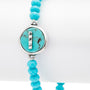 Initial I Turquoise Charm Stretch Bracelet