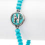 Initial N Turquoise Charm Stretch Bracelet