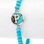 Initial P Turquoise Charm Stretch Bracelet