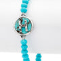 Initial H Turquoise Charm Stretch Bracelet