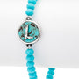 Initial L Turquoise Charm Stretch Bracelet