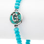 Initial G Turquoise Charm Stretch Bracelet