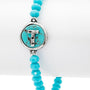 Initial T Turquoise Charm Stretch Bracelet