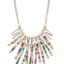 Mix Media Aztec Print Fringe Canvas Necklace