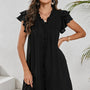 Women Ruffle Sleeve V Neck Frilled Shift Dress