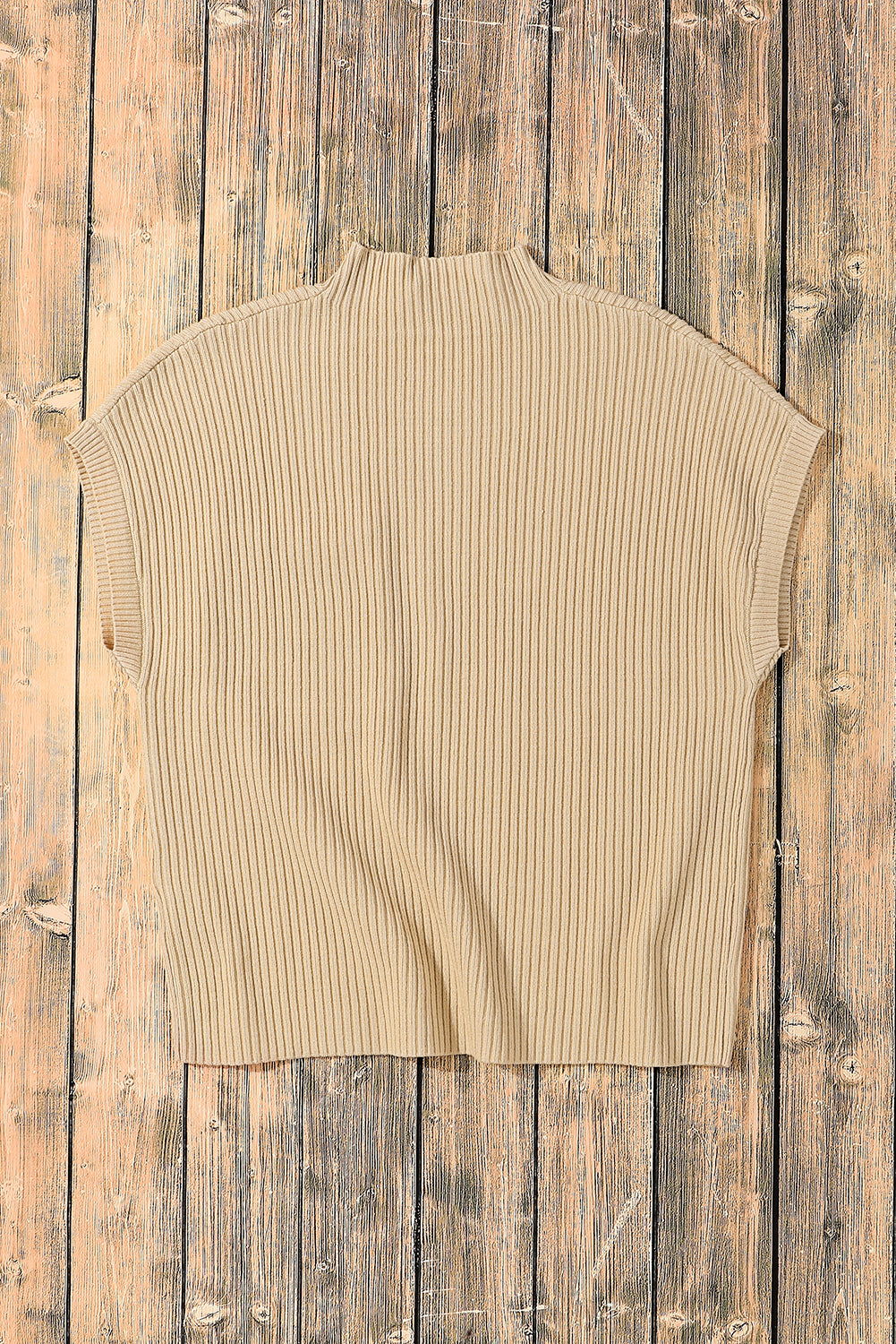 Black Patch Pocket Ribbed Knit Short Sleeve Sweater