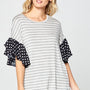 POLKA DOT RUFFLE SLEEVE TOP