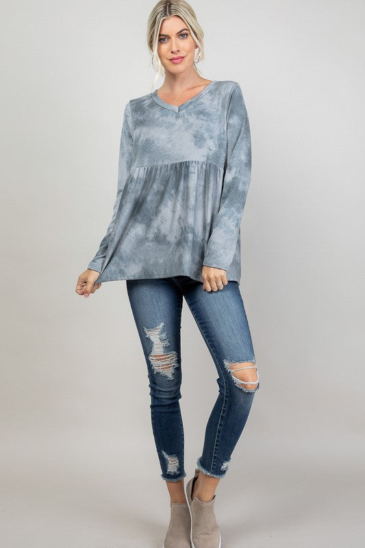 CLOUD TIE DYE CASUAL BABYDOLL TOP