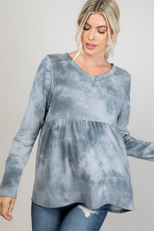 CLOUD TIE DYE CASUAL BABYDOLL TOP