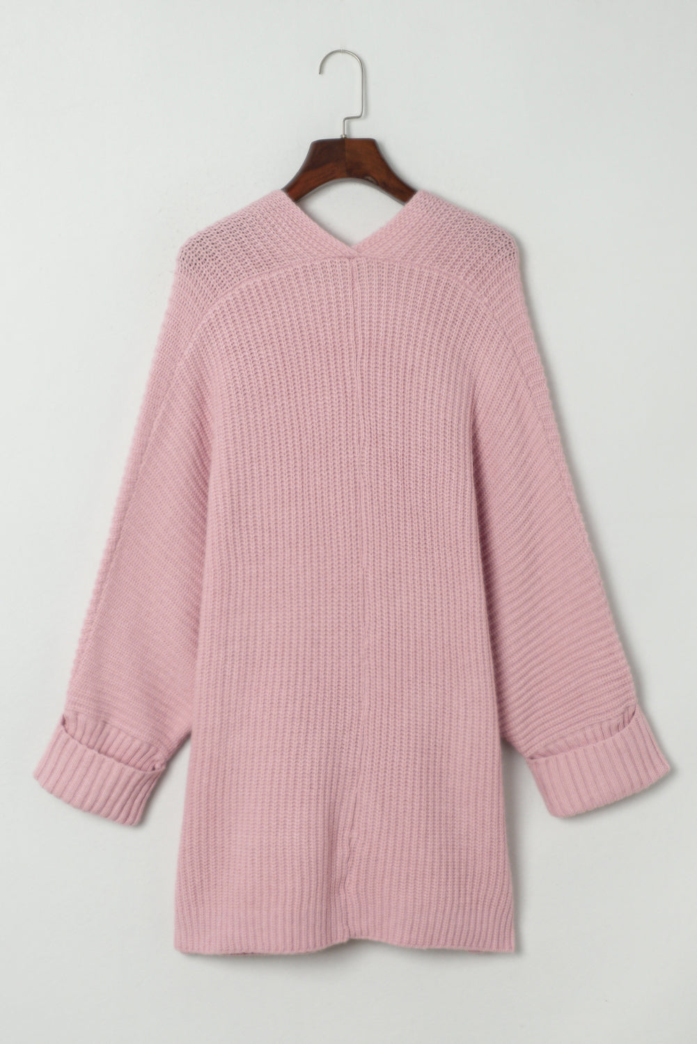 Pink Oversized Fold Over Sleeve Sweater Cardigan