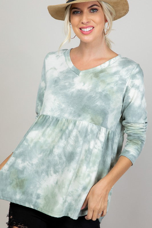 CLOUD TIE DYE CASUAL BABYDOLL TOP