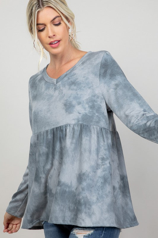 CLOUD TIE DYE CASUAL BABYDOLL TOP